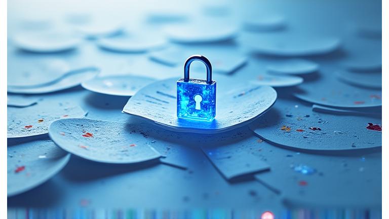 Conceptual image of intertwined legal documents and flags from various countries, overlaid with a digital padlock icon, symbolizing secure and compliant international operations.