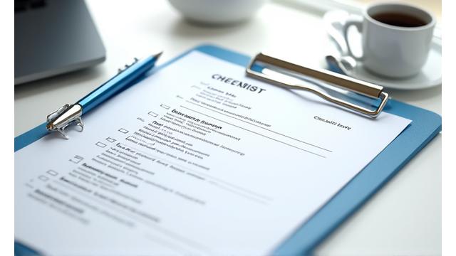 A checklist on a clipboard with a pen, symbolizing a payroll process checklist for businesses.
