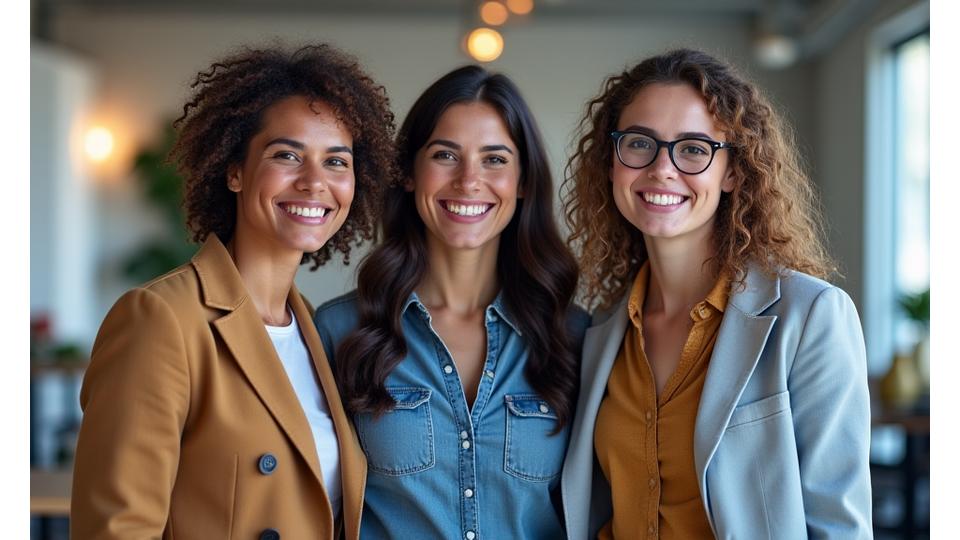 A diverse group of nonprofit staff, smiling and looking confident, in a modern, light setting, symbolizing positive impact and future success.