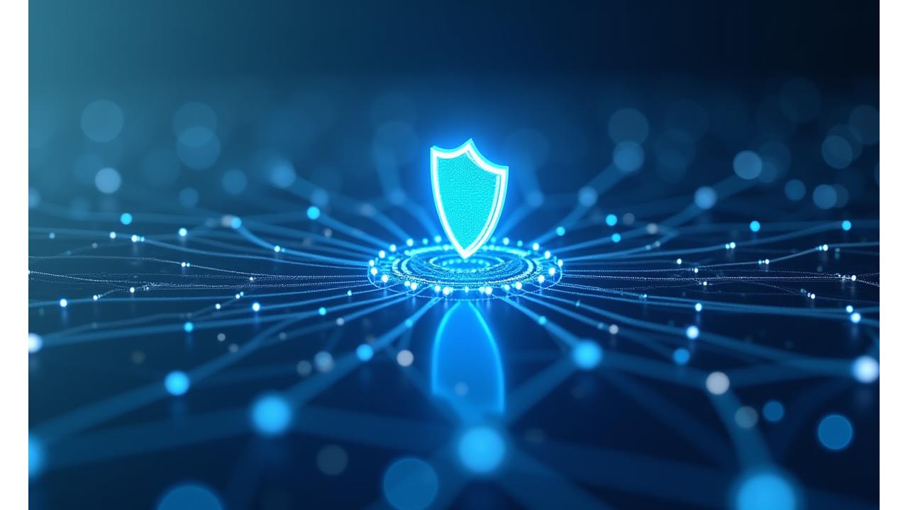 Abstract illustration of secure data transfer and protection, symbolizing digital privacy and trust.