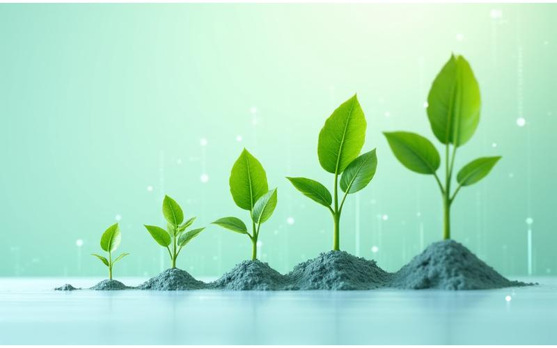 Illustrative image showing business growth, with a small plant growing into a large tree, symbolizing scalability and long-term partnership with technology.