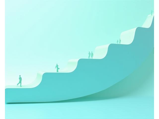 Upward curving growth path visualized with ascending icons representing increased team size and advanced features.