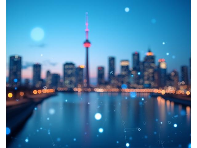Modern Toronto skyline with subtle tech elements, representing startup growth and innovation.