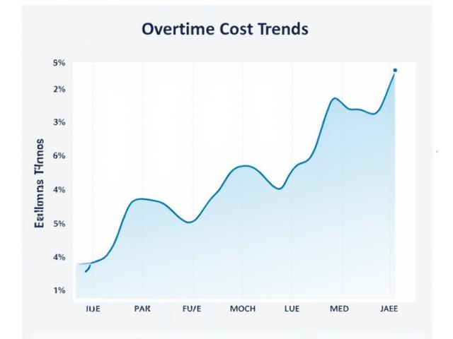 Graph showing overtime cost trends over time, highlighting peak periods