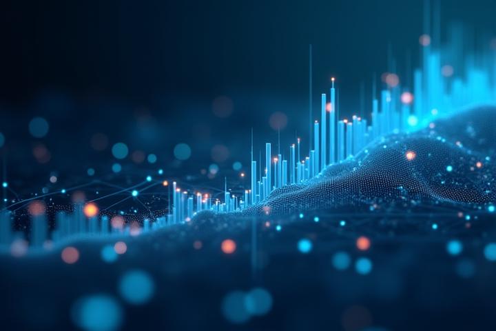 Futuristic holographic display showing predictive workforce models and trend lines